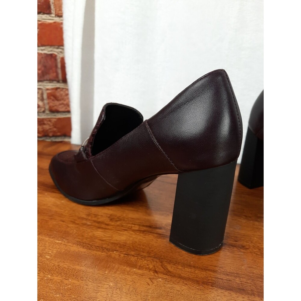 DKNY Burgundy Leather Block Heels Size 7.5 - Picture 11 of 12